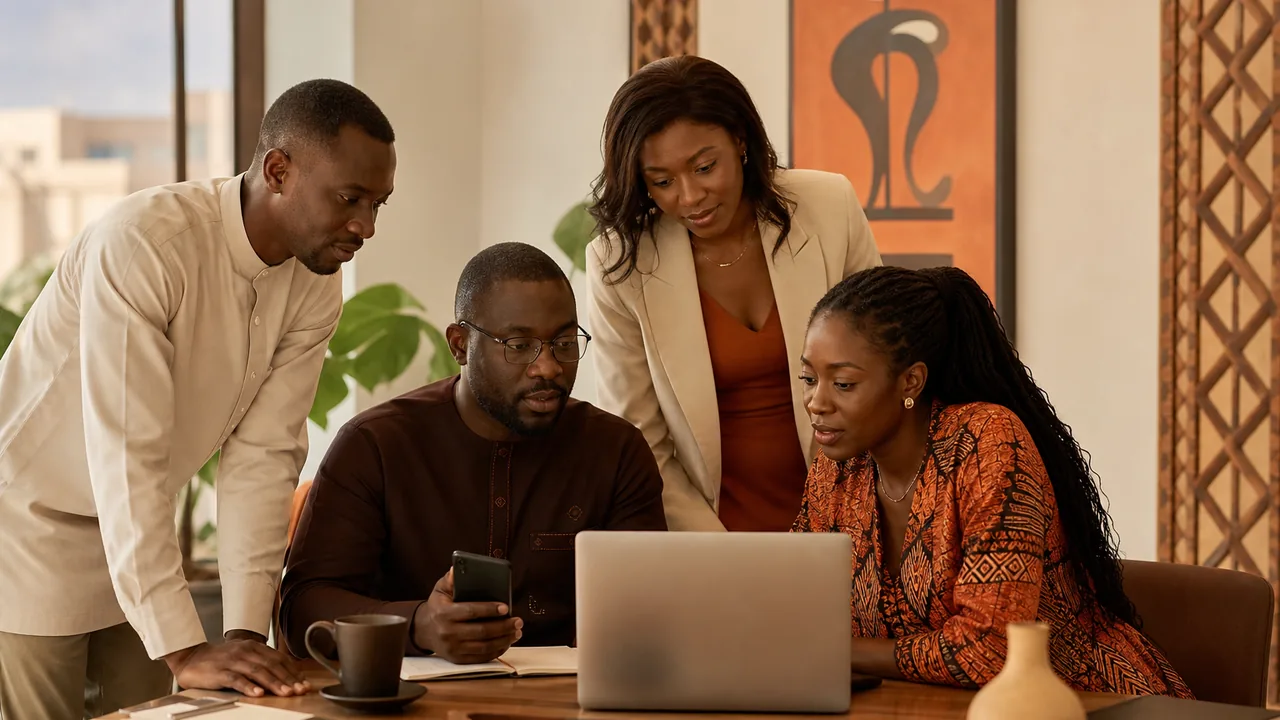 Équipe professionnelle utilisant Agent One sur ordinateur et mobile dans un environnement de travail